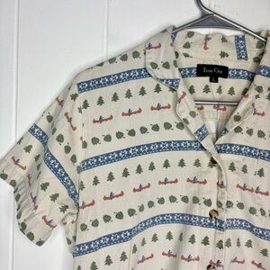 🛶VINTAGE TRUE GRIT Camp Shirt Outdoor Cotton Prints Canoe Cotton Women’s Small